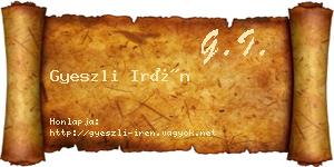 Gyeszli Irén névjegykártya